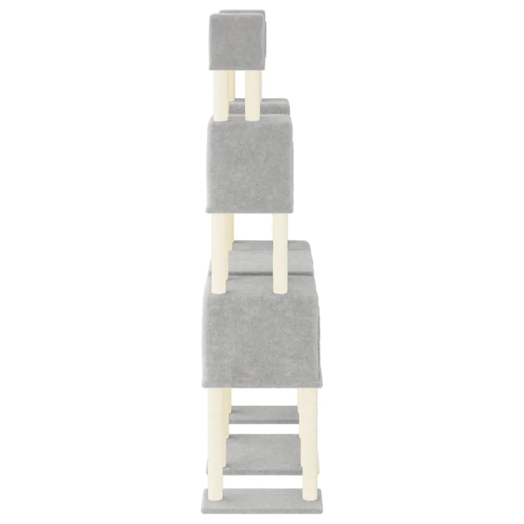 Tiragraffi per gatti torre per arrampicata giocattolo piattaforma per arrampicata con tiragraffi in sisal leggero 199 cm grigio 02_0022601