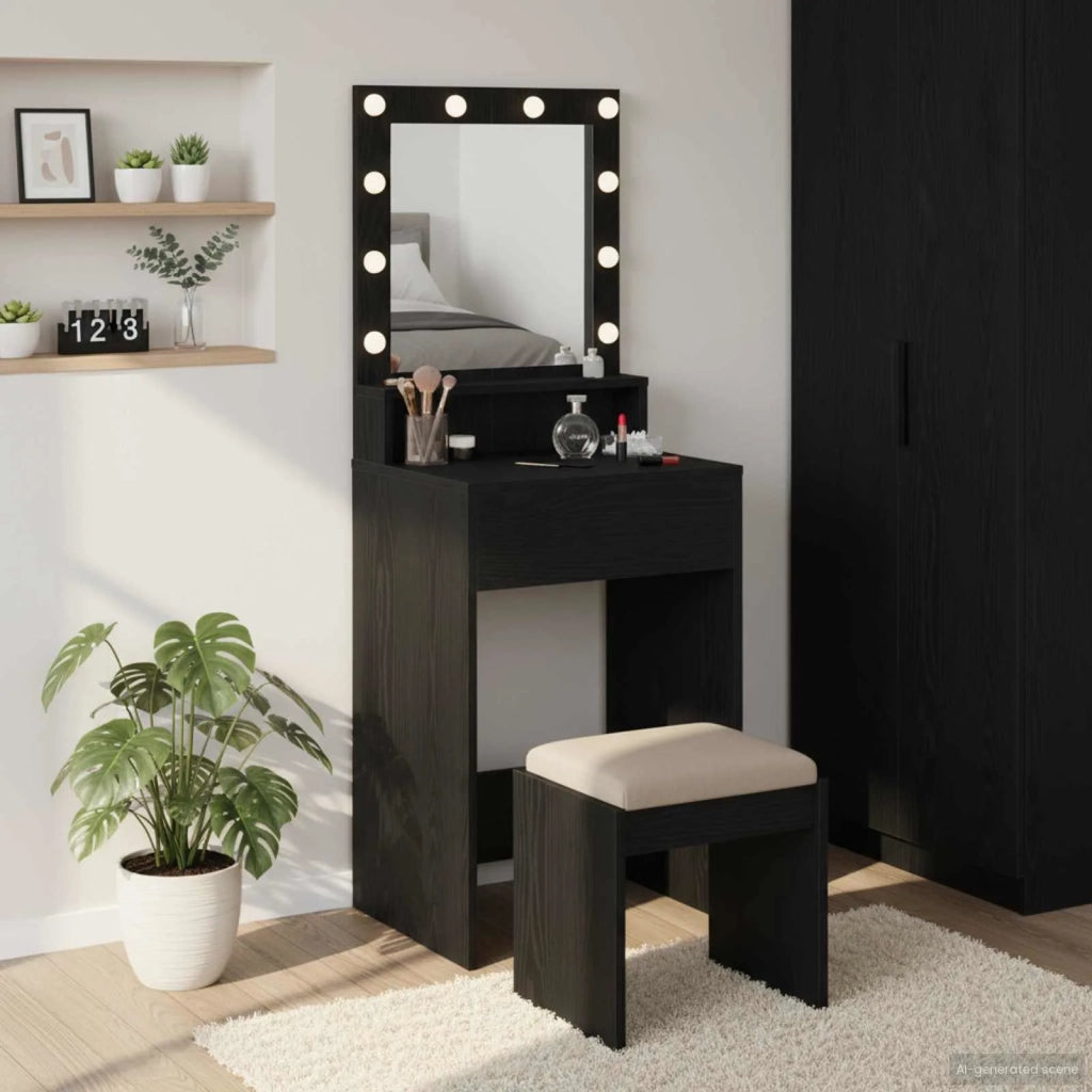 Tavolo da Trucco Rovere Nero 50 x 41 x 135 cm Legno multistrato 865119