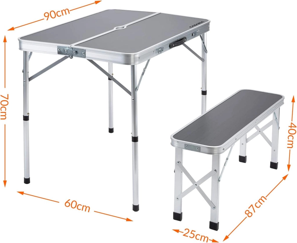 Set Tavolo da campeggio con 2 panche in alluminio a valigetta tavolino picnic giardino
