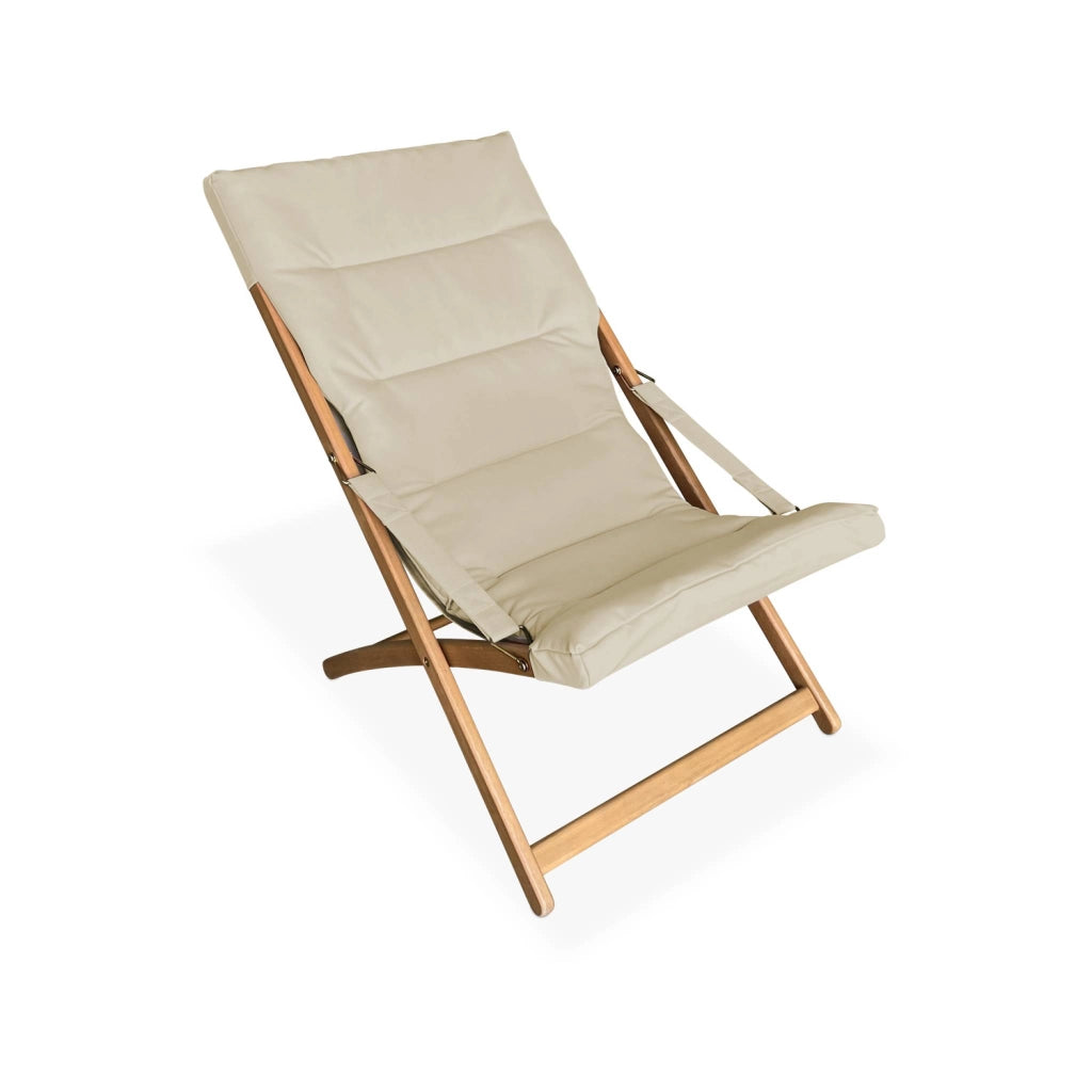 Set 2 lettini prendisole imbottiti in legno , beige