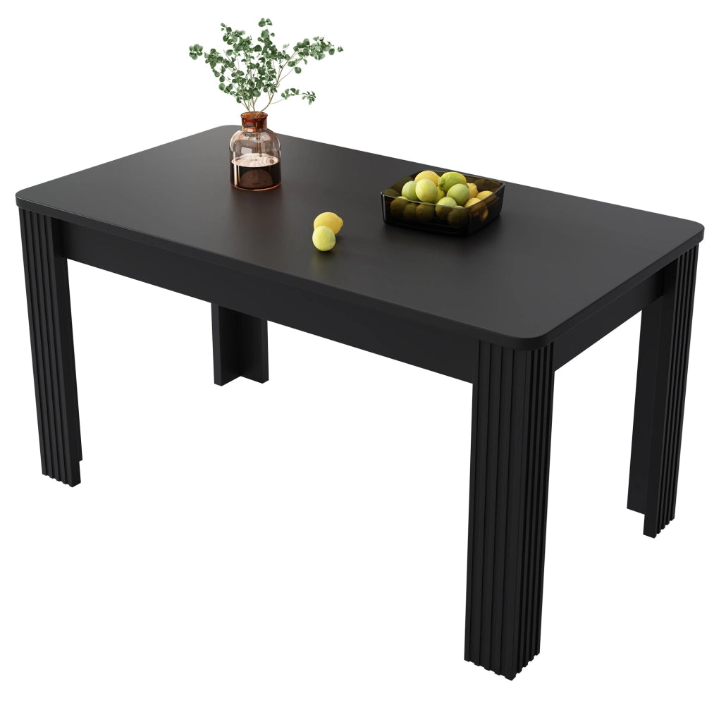 Tavolo da pranzo moderno nero in truciolare con 4 gambe robuste