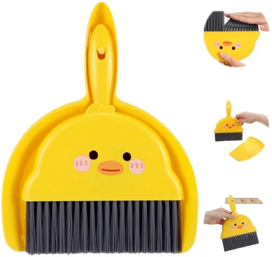 Aspirapolvere portatile a mano - Set di scopa e aspirapolvere - Giallo - Accessori per campeggio - Adatto per uso domestico e ufficio - Aspirapolvere manuale portatile