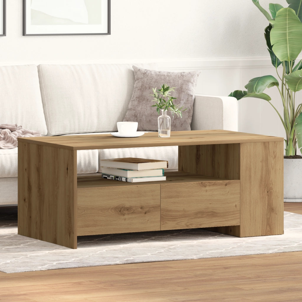 Tavolino da caffÃ¨  - Rovere artigianale - 102x55x43.5 cm - Realizzato in legno ingegnerizzato