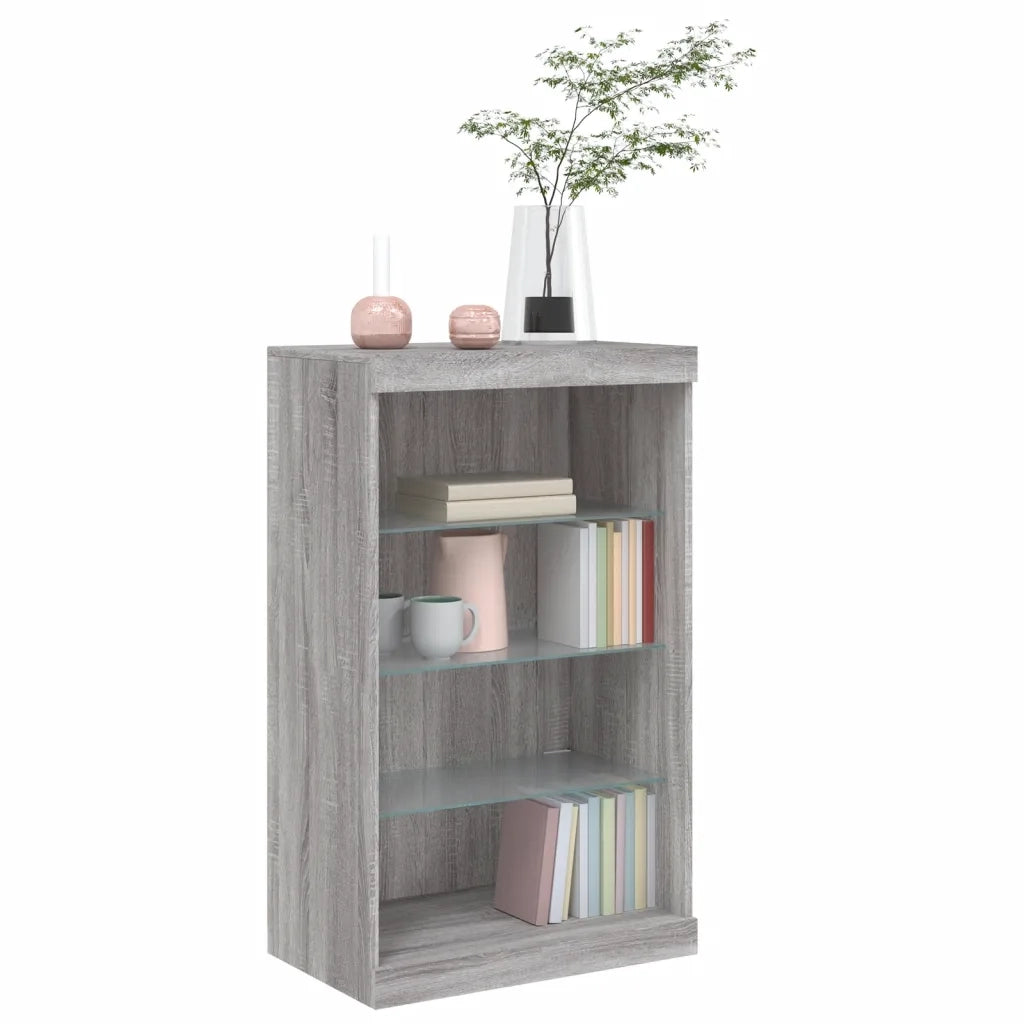 Credenza con Luci LED Grigio Sonoma 60,5x37x100 cm 836712