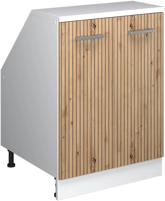Mobile sottotetto Rion, Rovere artigianale, 60 x 81.6 cm con 2 porte, carcassa 60 cm profondità, adatto per il salvaspazio sotto tetti spioventi