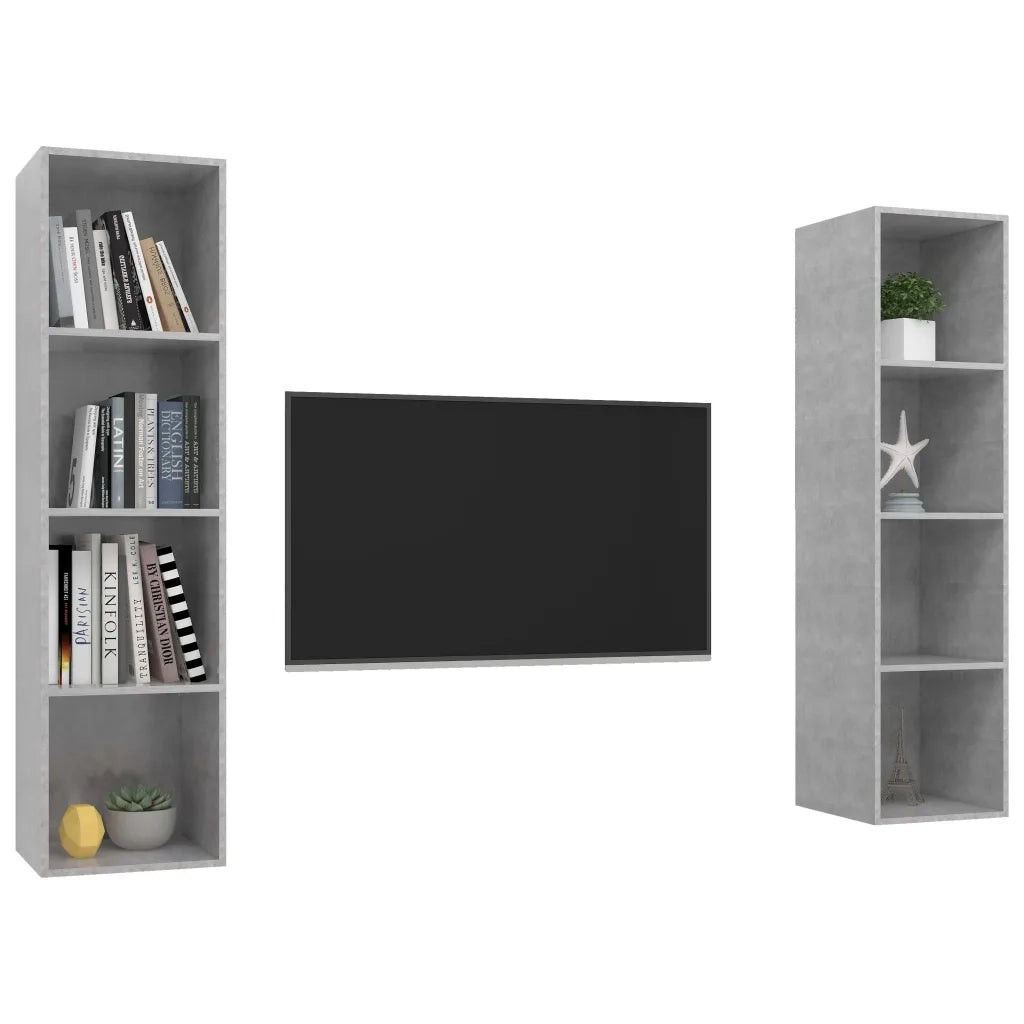 Mobile TV a Parete 2 pz-Set di 2 Mobile TV a Muro Grigio Cemento in Truciolato 258825