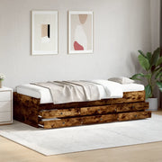 Divano Letto con Cassetti senza Materasso Rovere Fumo 90x190 cm 3280885