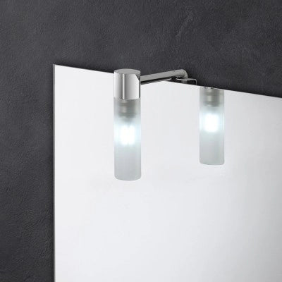 Specchio bagno 50x60 cm reversibile con luce LED in vetro satinato