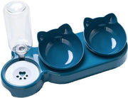 Piatto alimentare per animali domestici 3 in 1 con bottiglia di acqua da 500 ml - Piatto alimentare automatico per cani e gatti - Stazione alimentare con protezione del collo