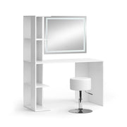 Vicco Tavolo da toilette Bianco 122.2 cm con illuminazione e sgabello