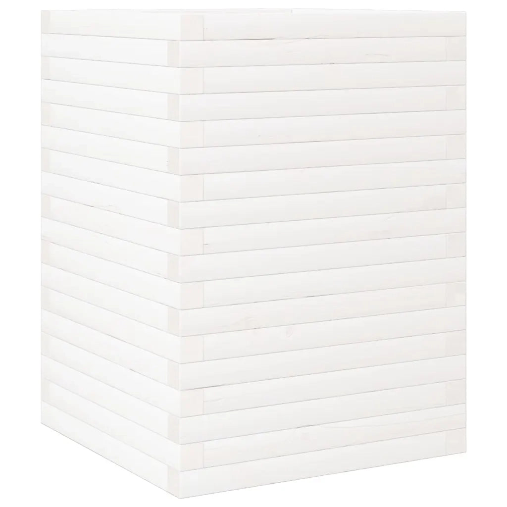 Fioriera | Cassetta per fiori | Vaso da Giardino Bianca 50x50x68,5cm Legno Massello di Pino