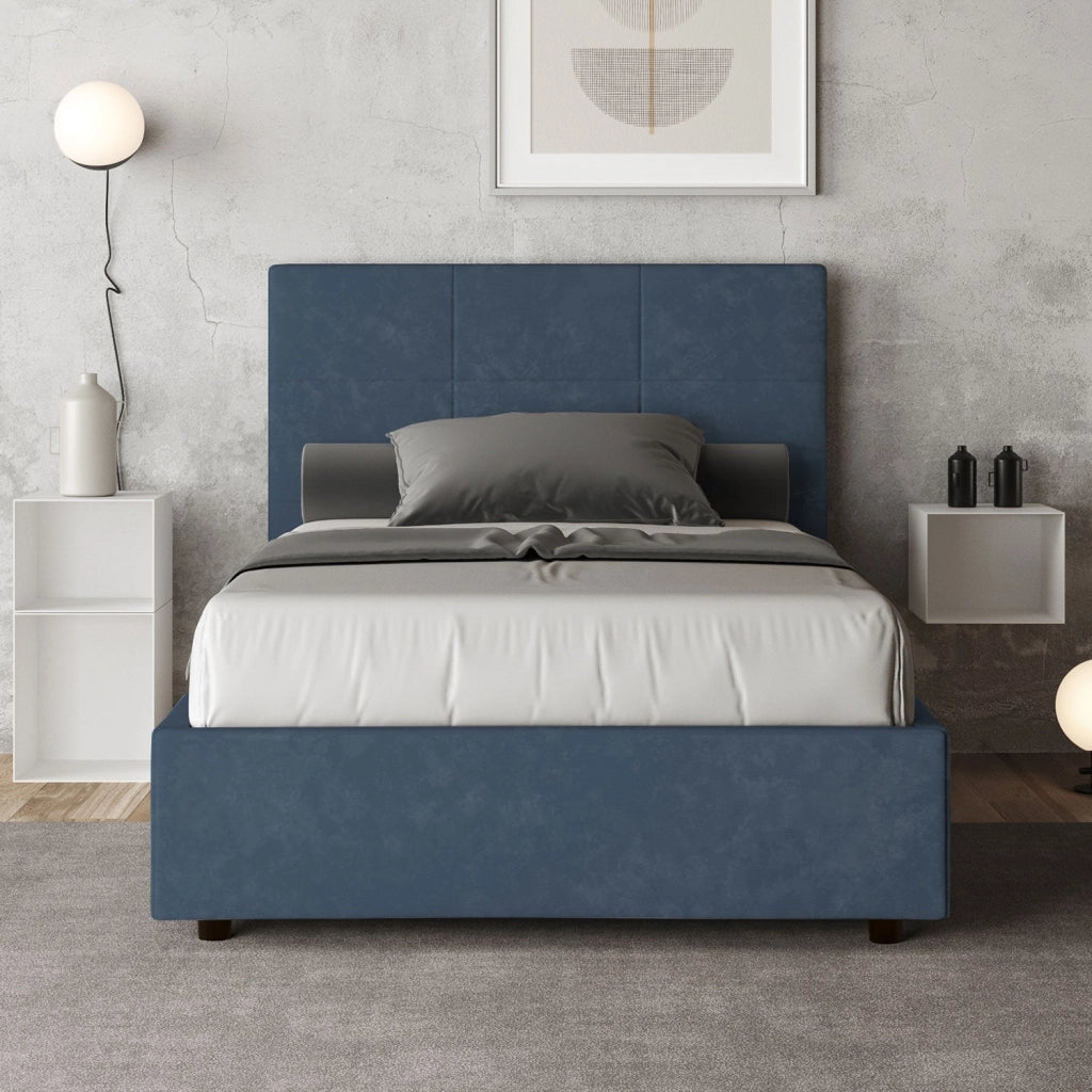Letto 1 Piazza e Mezzo 120x200 cm con Rete Mika Blu