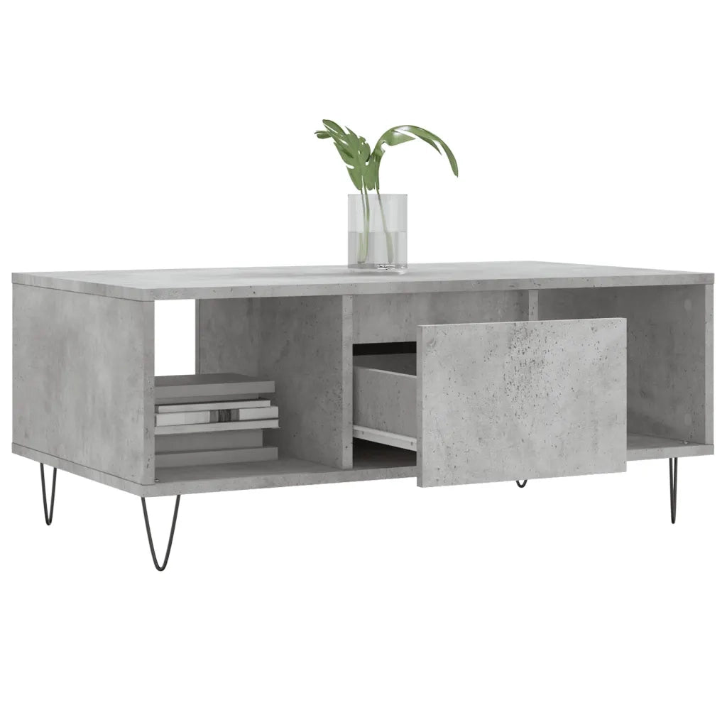 Tavolino Salotto Grigio Cemento 90x50x36,5 cm Legno Multistrato 830592