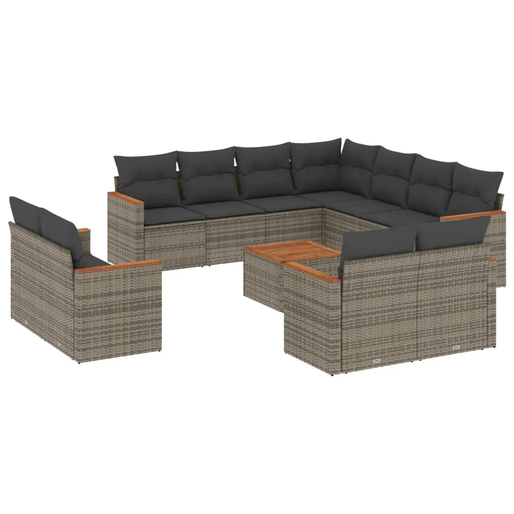 Set Divani da Giardino 12 pz con Cuscini Grigio in Polyrattancod mxl 112769