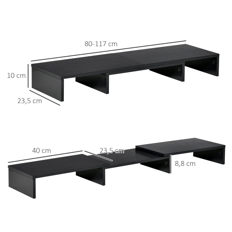 SUPPORTO MONITOR Regolabile 80-117 x 23,5 x 10 cm Legno Nero