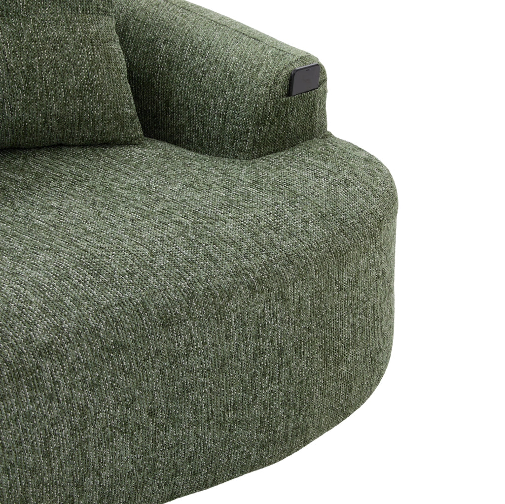 Divano 2 posti 164x92x60 cm verde in chenille; seduta extra profonda
