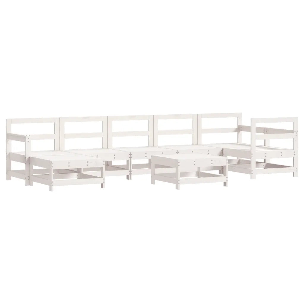 Set Divani da Giardino 8pz con Cuscini in Legno Massello Bianco 3185886