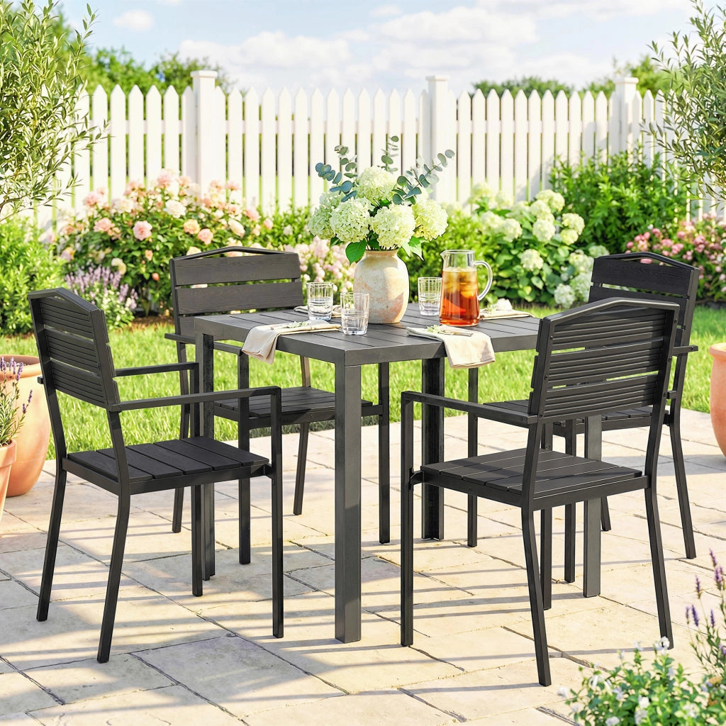 Sedia da Giardino Imbottita con Braccioli in Polipropilene ¨C zephmum ¨C 52x51x90cm Nero