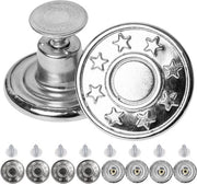 Viti di sostituzione per jeans, 8 pezzi, Ø 17 mm, viti in ottone, color argento, viti per jeans con viti a chiodo, viti per jeans per serrare, viti metalliche per jeans, allargamento dei pantaloni, viti robuste per jeans