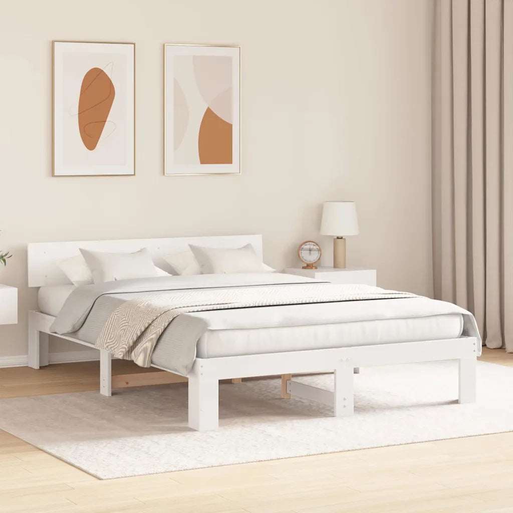Struttura del letto Bianco 150 x 200 cm Pino massello 872648