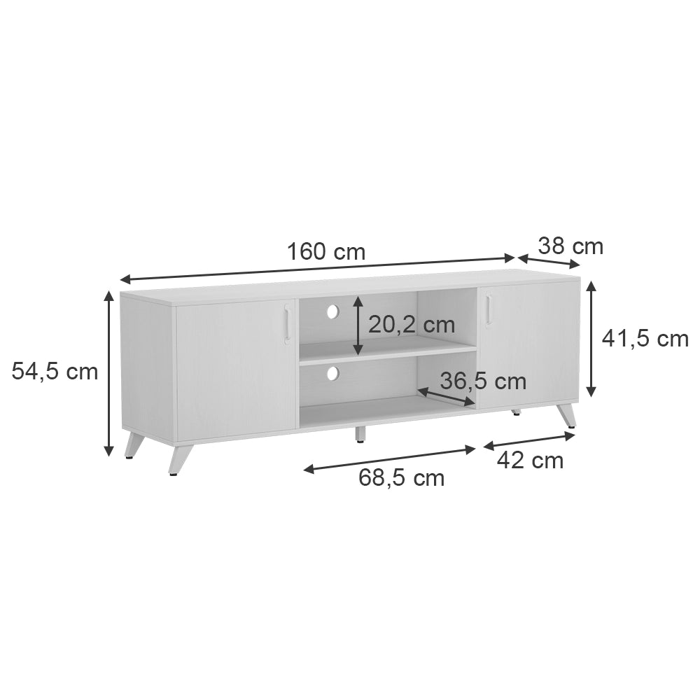 Vicco Lowboard Bianco 160 x 54.5 cm con 2 porte