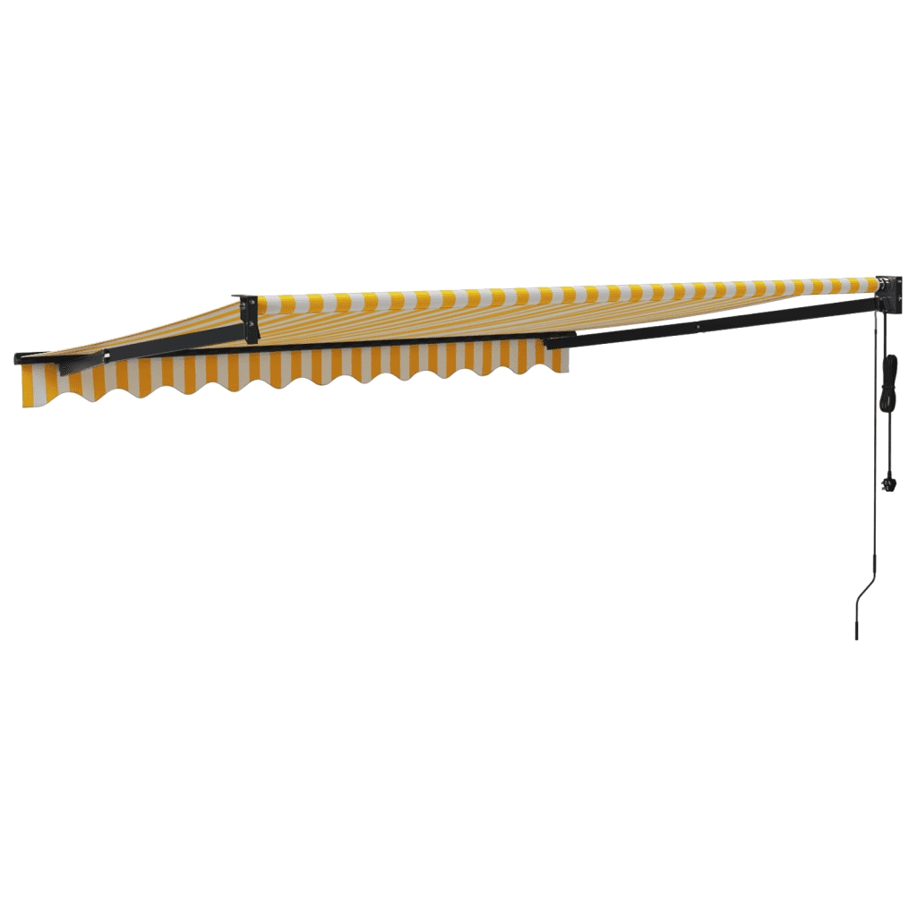 Tenda Sole Automatica Retrattile-Tenda parasole per balcone Gialla e Bianca 3x2,5 m 154587