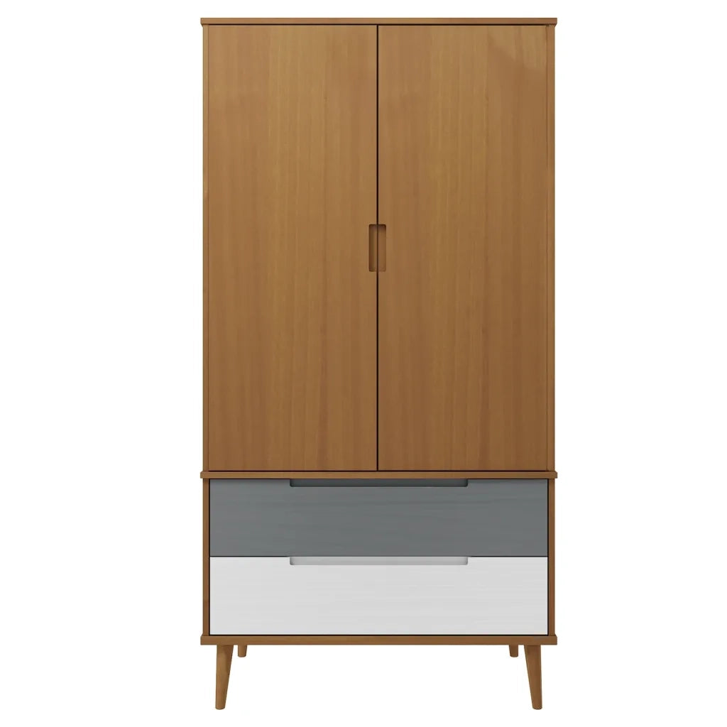 Armadio MOLDE Marrone 90x55x175 cm in Legno Massello di Pino 350522