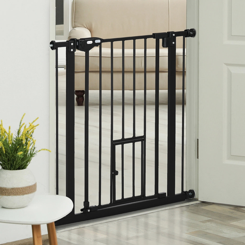Barriera di sicurezza per bambini estensibile con porta ¨C zephmum ¨C Nero 74-80x76,2 cm