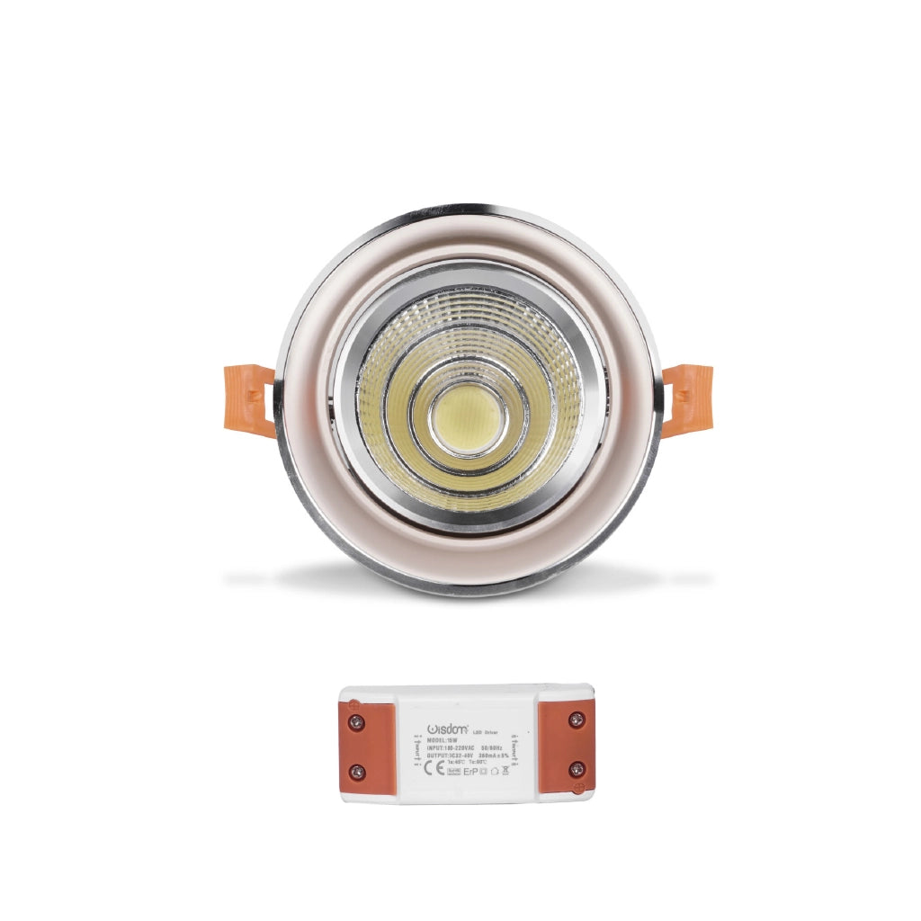 Faretto led da incasso orientabile corpo dorato 10w 6000K luce fredda