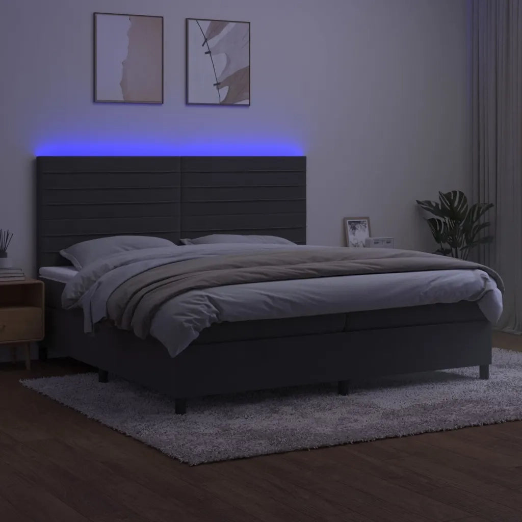 Letto a Molle con Materasso e LED Grigio Scuro 200x200 cm cod mxl 37550