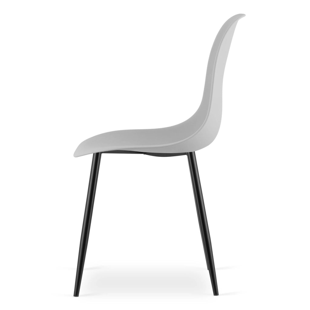 Sedia scandinava WAT grigia con gambe in metallo nero