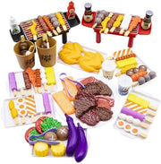 Set di Giocchi da BBQ 80 pezzi - Cucina da Giardino in Legno - Set di Ruolo da Giocare - Accessori per Cucina da Giocare - Attrezzatura da Cucina per Bambini - Per Bambini da 3 anni in su