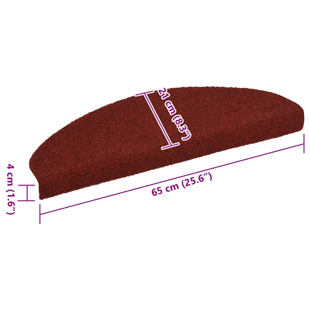 Tappetini per scale autoadesivi 5 pz 65x21x4 cm Bordeaux Rosso Semicircolari Grandi 149706