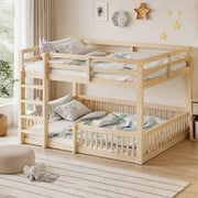 Letto a castello 160x200 cm con sponde; in legno di pino e MDF; colore naturale