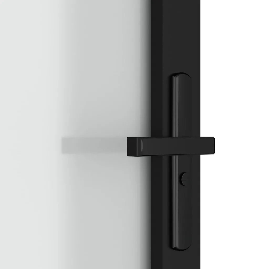 Porta Interna 93x201,5 cm Nero Opaco Vetro e Alluminio 350558