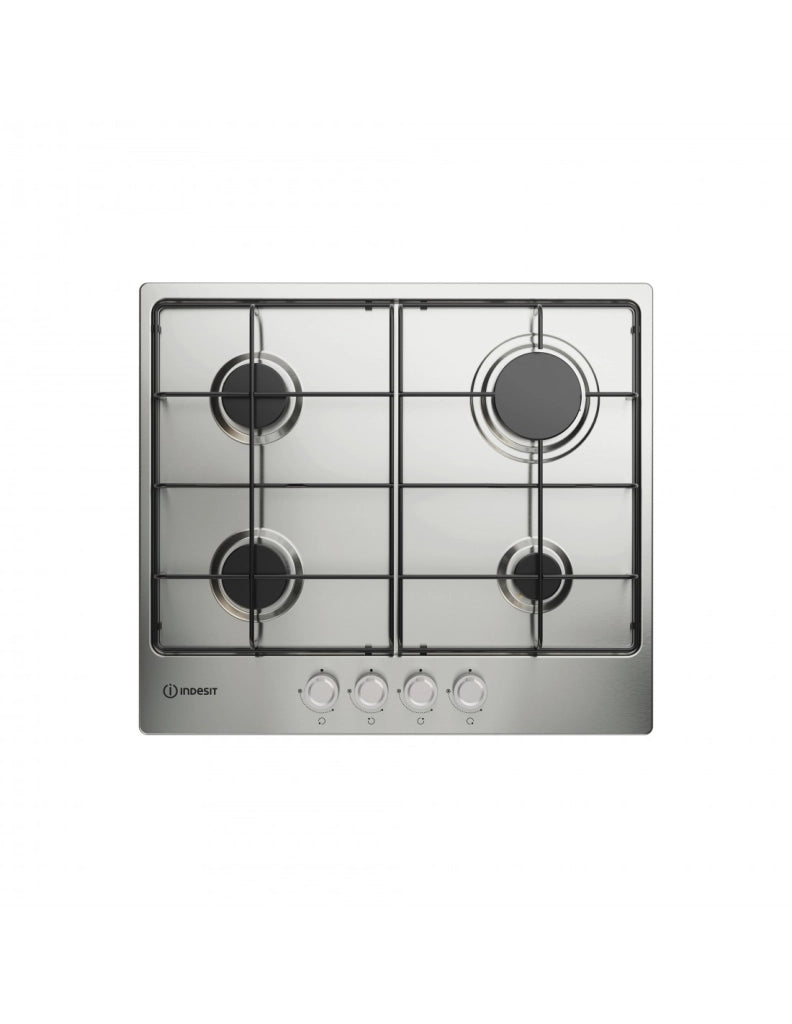 Indesit thp 642 ix piano cottura a gas, inox, 4 fuochi, comandi frontali