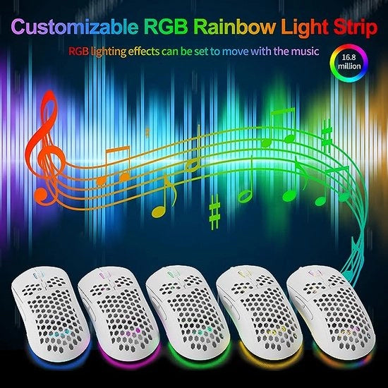 Mouse da Gioco M1SE,12800 DPI Sensore Ottico,Mouse da Gioco Ultra Leggero con Struttura Honeycomb,Mouse da Gioco RGB con 6 Tasti Programmabili,Driver Programmabile per PC Windows Gamer Bianco