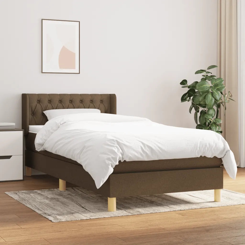 Giroletto a Molle con Materasso Marrone Scuro 90x200 cm Tessuto cod mxl 45339