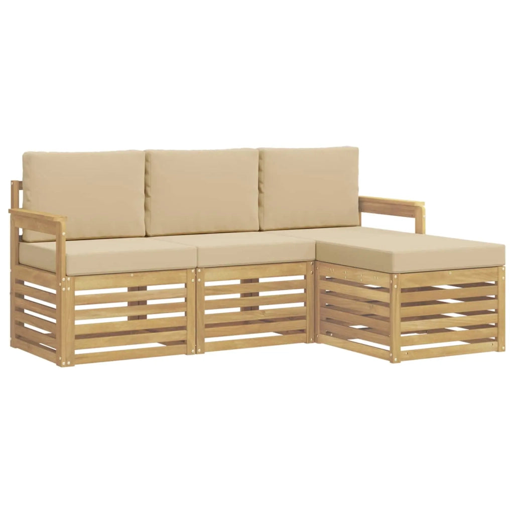 Set di divani da esterno 4 pcs Bianco e Beige