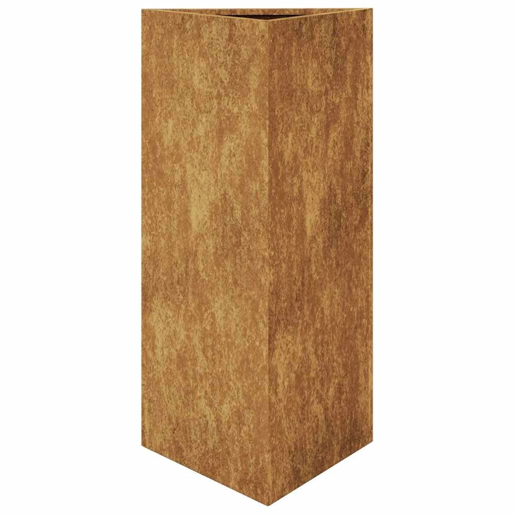 Fioriera rialzata per piante fiori giardino terrazze set da 2 triangolare 40 x 34,5 x 70 cm acciaio corten marrone 02_0039101