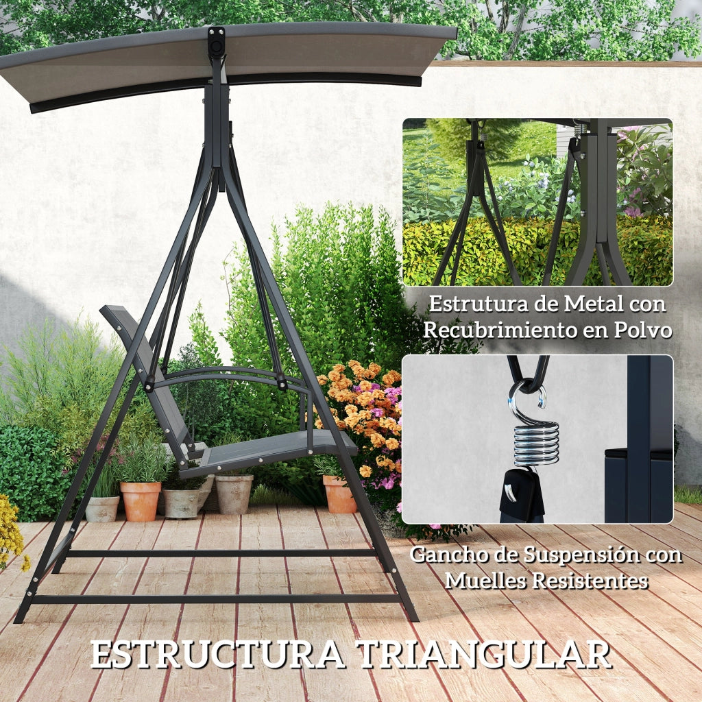 Altalena da Giardino 2 Posti con Tettoia ¨C zephmum ¨C Grigio 160x112x162 cm