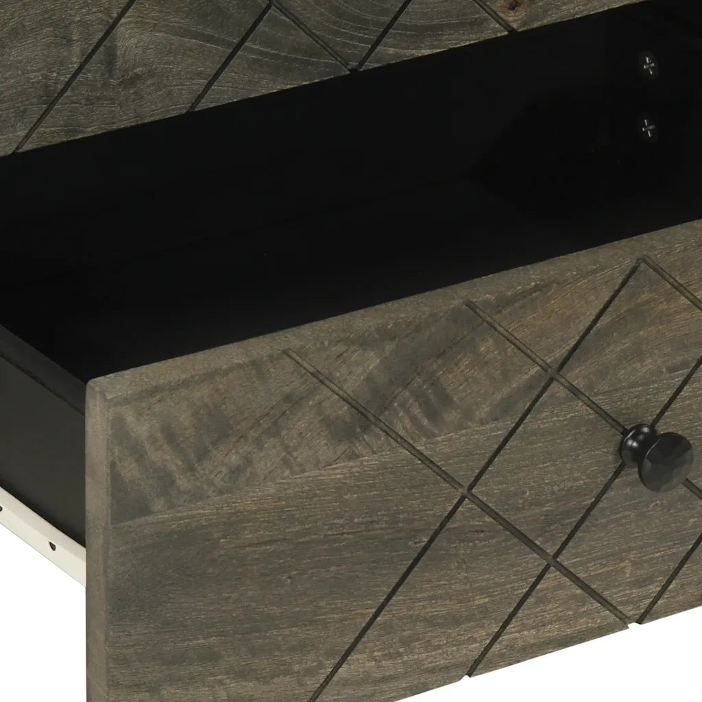 Comodino | Armadio da Notte | Mobiletto da notte Nero 50x33x62 cm in Legno Massello di Mango