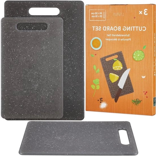 Set di taglieri in plastica di alta qualità - Piatti da colazione neri lavastoviglie - Dimensioni grandi 20 x 30 cm e piccoli 15 x 25 cm - Accessori da cucina per taglierino