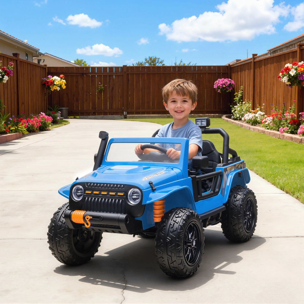 Macchina elettrica per bambini 12V ¨C zephmum ¨C Blu con telecomando e luci LED