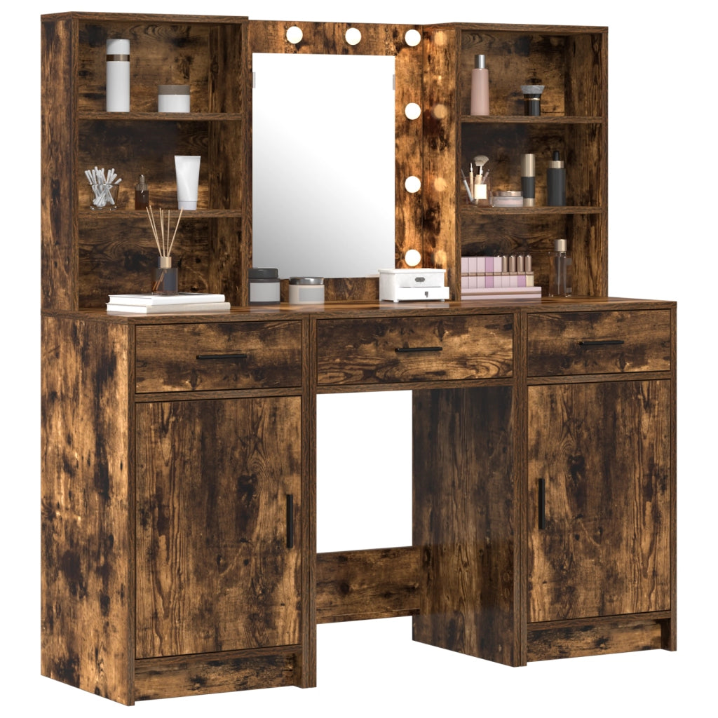Set di Tolette 3 Pezzi Rovere Affumicato Legno Ingegnerizzato