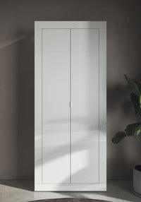 Armadio Guardaroba con Appendiabiti e Ripiani 78x30x186,5 cm Linea Basic Bianco Lucido