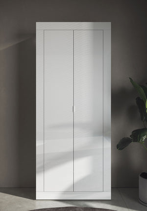 Armadio Guardaroba con Appendiabiti e Ripiani 78x30x186,5 cm Linea Basic Bianco Lucido