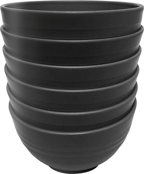 Set di 6 ciotole in ceramica non frantumabile - 750 ml - Nero - 6 pezzi