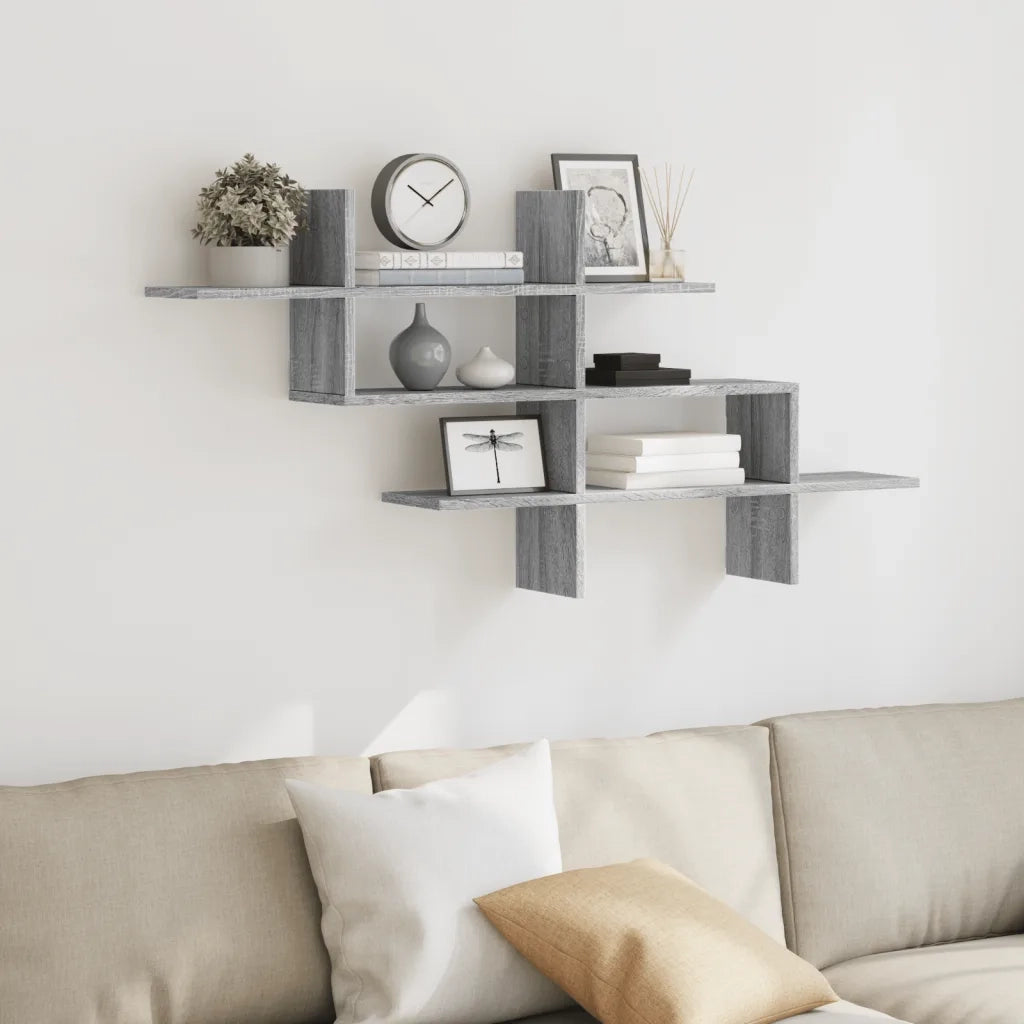 Mensola a Muro Grigio Sonoma 124,5x18x60,5 cm in Truciolato 853268
