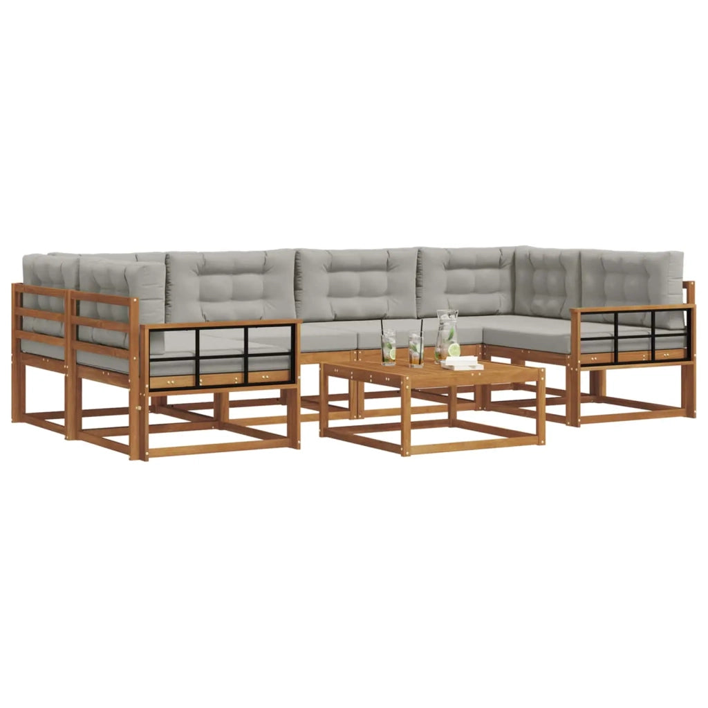 Set di divani da esterno 7 pcs Grigio Naturale e Chiaro
